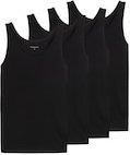 TOM TAILOR Herren Tanktops im 4er-Pack, schwarz, Uni, Gr. 6