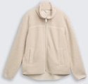 TOM TAILOR Damen Teddy Sweatjacke mit Stehkragen, beige, Uni, Gr. XXXL