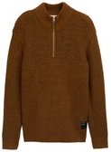 Thumbnail - TOM TAILOR DENIM Herren Cosy Troyer Strickpullover mit Reißverschluss, braun, Uni, Gr. XS