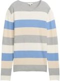TOM TAILOR Damen Strickpullover mit Rundhalsausschnitt, beige, Gestreift, Gr. XXXL