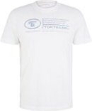 TOM TAILOR Herren T-Shirt mit Logo Print, weiß, Uni, Gr. M