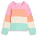 TOM TAILOR Mädchen Cropped Strickpullover mit Rundhalsausschnitt, rosa, Gestreift, Gr. 104/110