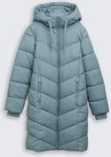 TOM TAILOR Damen Puffer-Mantel mit Kapuze, grün, Uni, Gr. XS