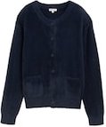 TOM TAILOR Damen Federgarn-Cardigan mit Knopfleiste, blau, Uni, Gr. XXL