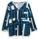 Thumbnail - TOM TAILOR Damen Plus Size - Henley Blusenshirt mit Muster, blau, Gemustert, Gr. 50