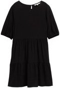 Thumbnail - TOM TAILOR DENIM Damen Mini-Kleid mit Volants, schwarz, Uni, Gr. M