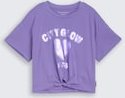 TOM TAILOR Mädchen Cropped T-Shirt mit Koten-Detail, lila, Uni, Gr. 152
