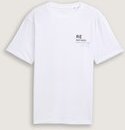TOM TAILOR DENIM Herren T-Shirt mit Print, weiß, Uni, Gr. XS