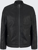 TOM TAILOR Herren Bikerjacke aus Kunstleder, schwarz, Uni, Gr. L