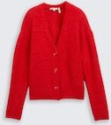 TOM TAILOR DENIM Damen Cardigan mit V-Ausschnitt, rot, Uni, Gr. XL