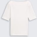 TOM TAILOR Damen T-Shirt mit U-Boot-Ausschnitt, weiß, Uni, Gr. XXXL