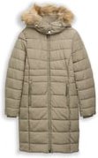 TOM TAILOR Damen Puffer-Mantel mit abnehmbarer Kapuze, grün, Uni, Gr. L