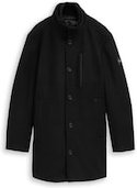 TOM TAILOR Herren 2-in-1 Wollmantel mit abnehmbarer Innenjacke, schwarz, Uni, Gr. M