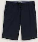 TOM TAILOR Herren Regular Fit Shorts mit Leinenanteil, blau, Uni, Gr. S