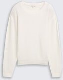Thumbnail - TOM TAILOR DENIM Damen Strickpullover mit Rundhalsausschnitt, weiß, Uni, Gr. M