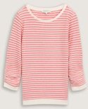 TOM TAILOR DENIM Damen Sweatshirt mit Streifenmuster, rot, Gestreift, Gr. XL