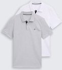 TOM TAILOR Herren Poloshirts im 2er-Pack, grau, Meliert, Gr. M