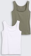 Thumbnail - TOM TAILOR Damen Basic Top im 2er-Pack, grün, Uni, Gr. XL