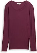 TOM TAILOR Damen Basic Slim Fit Langarmshirt, rot, Uni, Gr. L