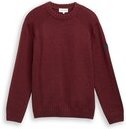 TOM TAILOR Herren Strickpullover mit Ripp-Details, rot, Meliert, Gr. XL