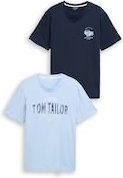 TOM TAILOR Herren T-Shirts im 2er-Pack, blau, Uni, Gr. M