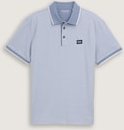 TOM TAILOR Herren Piqué Poloshirt mit Logo-Label, blau, Meliert, Gr. XXXL