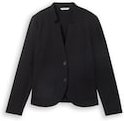TOM TAILOR Damen Slim Fit Blazer mit Ottoman Struktur, schwarz, Uni, Gr. XL