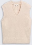 TOM TAILOR Damen Pullunder mit V-Ausschnitt, beige, Meliert, Gr. L