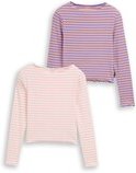TOM TAILOR Mädchen Ripp Langarmshirt im 2er-Pack mit Streifenmuster, rosa, Gestreift, Gr. 164