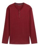 TOM TAILOR Herren Henley Langarmshirt aus Baumwolle, rot, Uni, Gr. XXXL