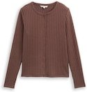 Thumbnail - TOM TAILOR DENIM Damen Slim Fit Langarmshirt mit Deko-Knopfleiste, braun, Uni, Gr. XXL