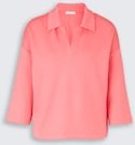 TOM TAILOR Damen Loose Fit Scuba Langarmshirt mit Polokragen, rosa, Uni, Gr. XXXL