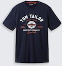TOM TAILOR Herren T-Shirt mit Logo-Print, blau, Uni, Gr. L