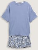 TOM TAILOR Damen Pyjama-Set mit Allover-Print, blau, Print, Gr. XL/42