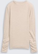 Thumbnail - TOM TAILOR DENIM Damen Langarmshirt mit Raffärmeln, beige, Meliert, Gr. XXL