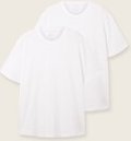 TOM TAILOR Herren Plus Size - T-Shirt im 2er-Pack, weiß, Uni, Gr. 3XL