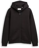 TOM TAILOR DENIM Herren Relaxed Fit Hoodie Sweatjacke aus Scuba, schwarz, Uni, Gr. XS