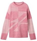 Thumbnail - TOM TAILOR Damen Loose Fit Ripp Strickpullover mit Muster, rosa, Gemustert, Gr. L