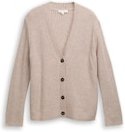 Thumbnail - TOM TAILOR Damen Plus Size - Ripp Cardigan mit V-Ausschnitt, braun, Meliert, Gr. 50