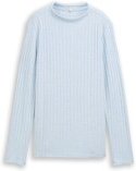 Thumbnail - TOM TAILOR Damen Cosy Langarmshirt mit Stehkragen, blau, Meliert, Gr. XXXL