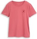 TOM TAILOR Damen T-Shirt mit Blumen-Stickerei, rot, Uni, Gr. XS
