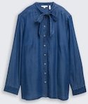 TOM TAILOR Damen Plus Size - Bluse mit Schleifen-Detail, blau, Uni, Gr. 52
