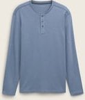 TOM TAILOR Herren Henley Langarmshirt aus Baumwolle, blau, Uni, Gr. XXL