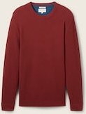 TOM TAILOR Herren Strickpullover aus Baumwolle, rot, Uni, Gr. XXL