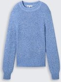 TOM TAILOR DENIM Damen Strickpullover mit leichten Ballonärmeln, blau, Meliert, Gr. XXL