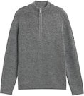 TOM TAILOR Herren Soft-Touch Troyer Strickpullover, grau, Meliert, Gr. XXL