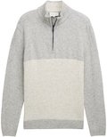 Thumbnail - TOM TAILOR Herren Troyer Strickpullover mit Reißverschluss, weiß, Meliert, Gr. M