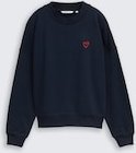 TOM TAILOR DENIM Damen Sweatshirt mit Herz-Detail, blau, Uni, Gr. S
