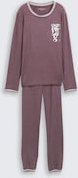 TOM TAILOR Damen Pyjama-Set in Melange Optik, lila, Meliert, Gr. 36