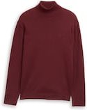 TOM TAILOR Herren Rollkragenpullover aus Baumwolle, rot, Meliert, Gr. L